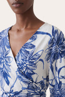 Floral Wrap Linen Blouse - 3