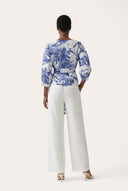 Floral Wrap Linen Blouse - 5