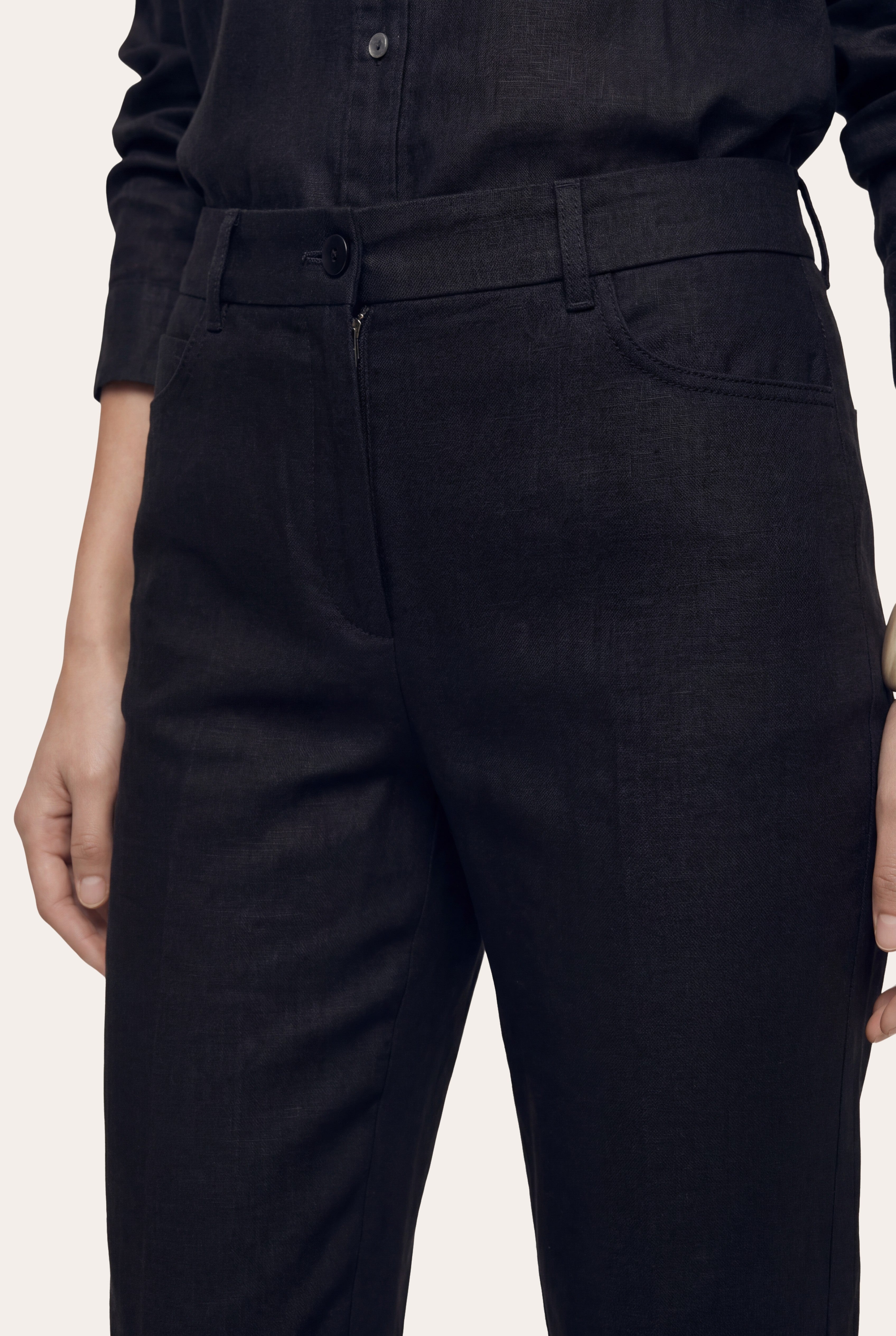 Chino Cropped Pant with Cuff White – 120percento Lino USA