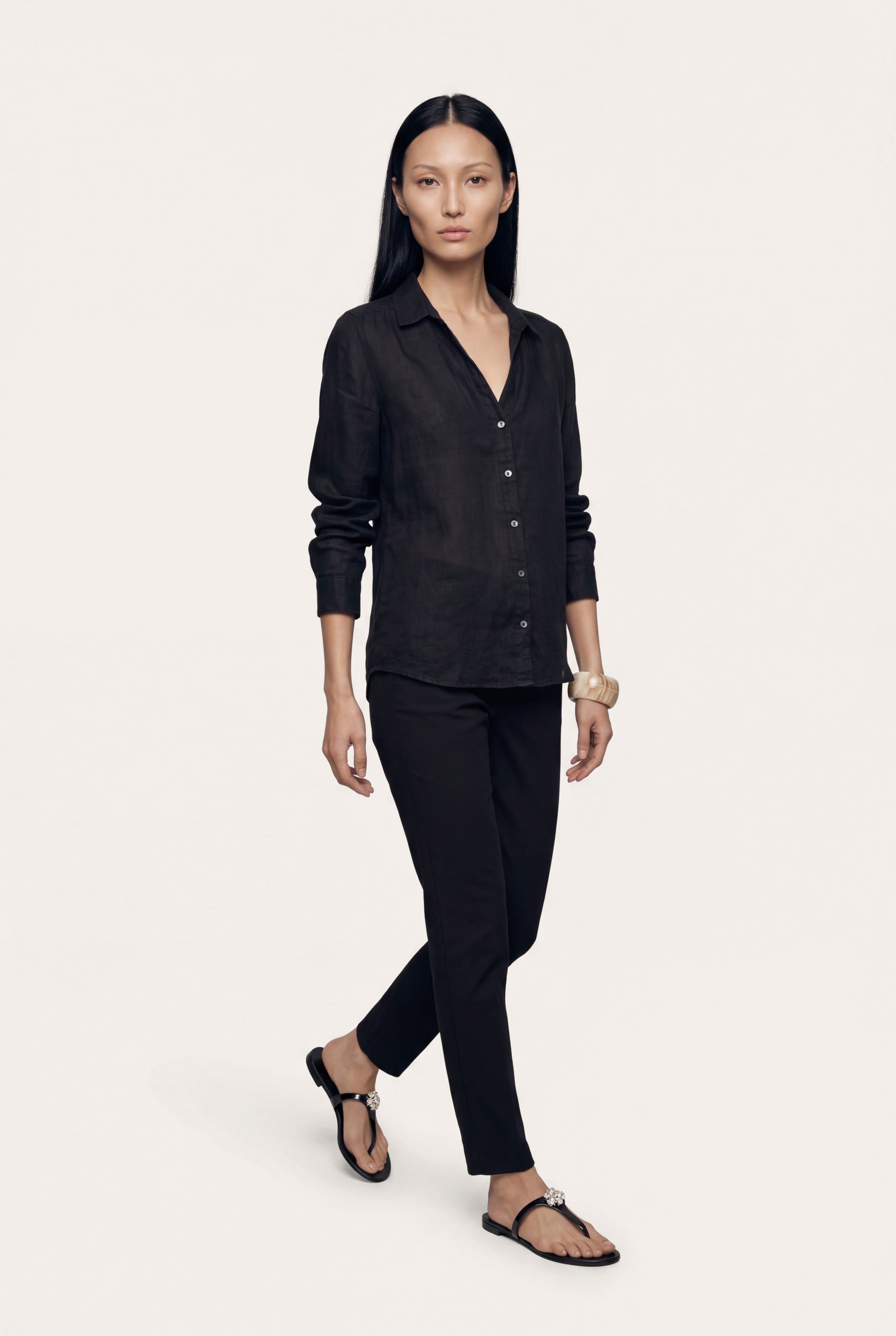 Chino Cropped Pant with Cuff White – 120percento Lino USA