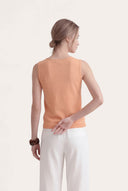 Sleeveless Knit Top with Ribbed Hem