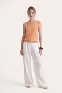 Sleeveless Knit Top with Ribbed Hem