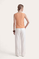 Sleeveless Knit Top with Ribbed Hem