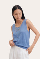 Sleeveless Knit Top with Ribbed Hem