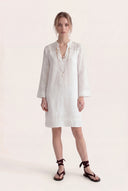 Relaxed fit long-sleeve tunic dress with eyelet detailing - 6