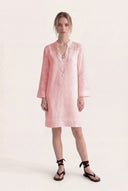 Relaxed fit long-sleeve tunic dress with eyelet detailing - 2