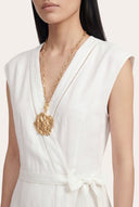 Wrap-Effect Linen Midi Dress - 2