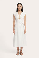 Wrap-Effect Linen Midi Dress - 1