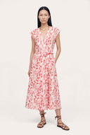 Printed Flared Hem Linen Midi Dress - 1