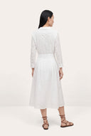 Eyelet Belted Linen Midi Dress - 2
