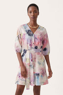 Watercolor Floral Belted Mini Dress - 4