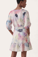Watercolor Floral Belted Mini Dress - 3