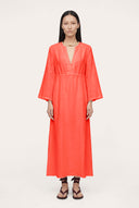 Eyelet Sleeve Gathered Maxi Dress