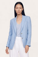 Slim fit linen blazer with notch lapels and two-button closure