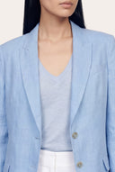 Slim fit linen blazer with notch lapels and two-button closure - 3