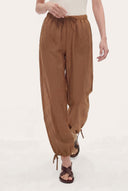 Linen Cotton Drawstring Ankle-Tie Pants - 1