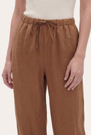 Linen Cotton Drawstring Ankle-Tie Pants - 3