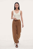 Linen Cotton Drawstring Ankle-Tie Pants - 4