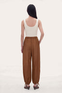 Linen Cotton Drawstring Ankle-Tie Pants - 5