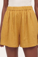 Gathered Linen Shorts - 3