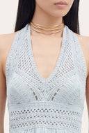 Crochet Detail Linen Sleeveless Dress - 2