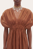 Softly Gathered Voluminous Sleeve Dress - 3
