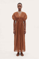 Softly Gathered Voluminous Sleeve Dress - 1