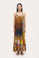 Artistic Patchwork Print Halter Maxi Dress - 1