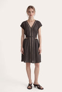 Trim-Detail Linen Dress - 1