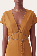 Braided-Waist Linen Dress - 2