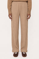 Plissé Wool-Viscose Fluid Pants
