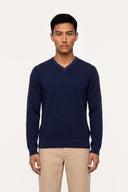 Ultrafine Wool Garment-Dyed V-neck Sweater - 1