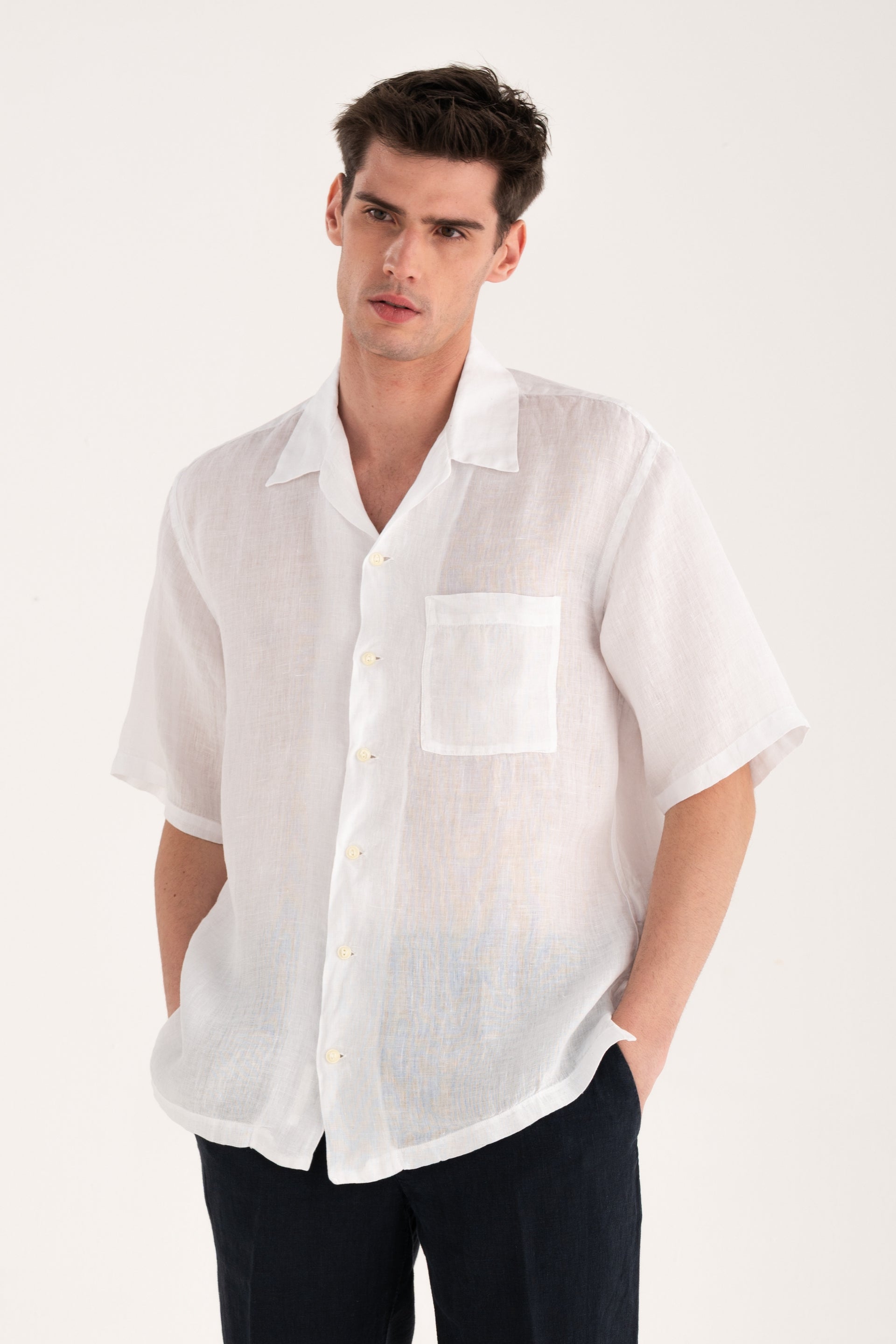 Relaxed Fit Camp Collar Shirt – 120percento Lino USA