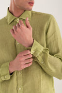 Long Sleeve Contemporary Fit Linen Shirt