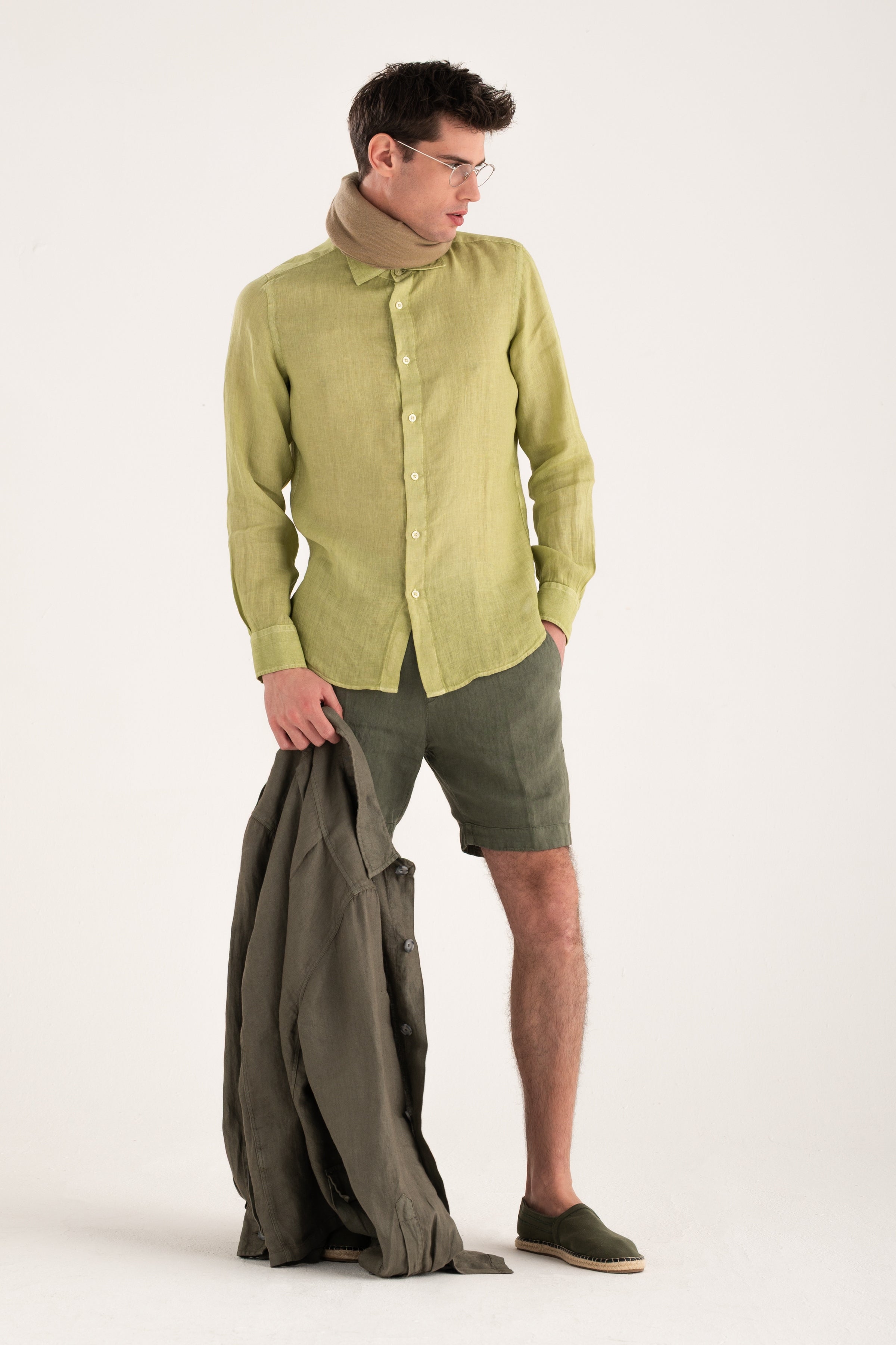 Long Sleeve Contemporary Fit Linen Shirt – 120percento Lino USA