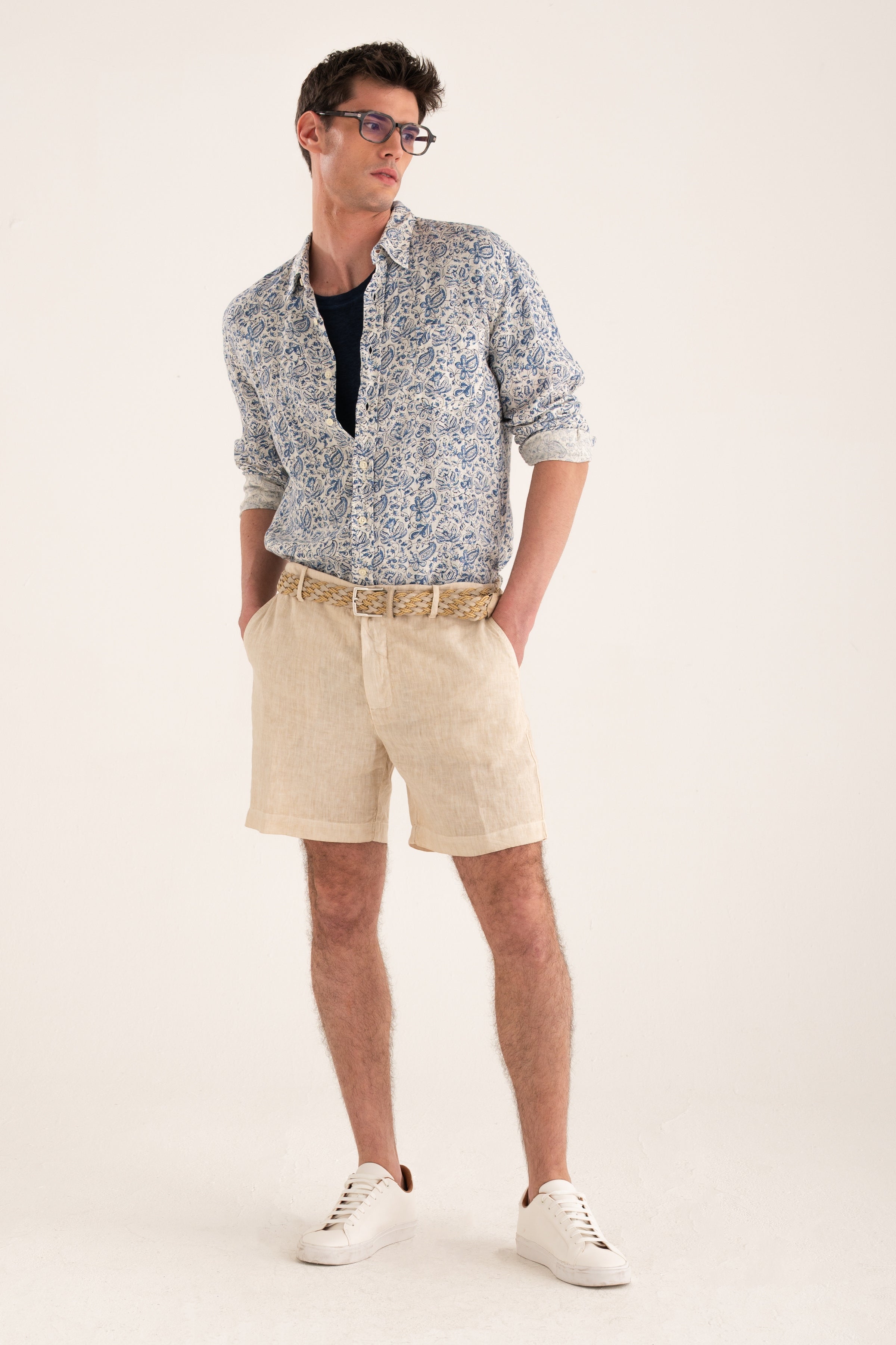 Linen Tailored Short NAVY FADE / S/46 Linen Tailored Short NAVY FADE / S/46
