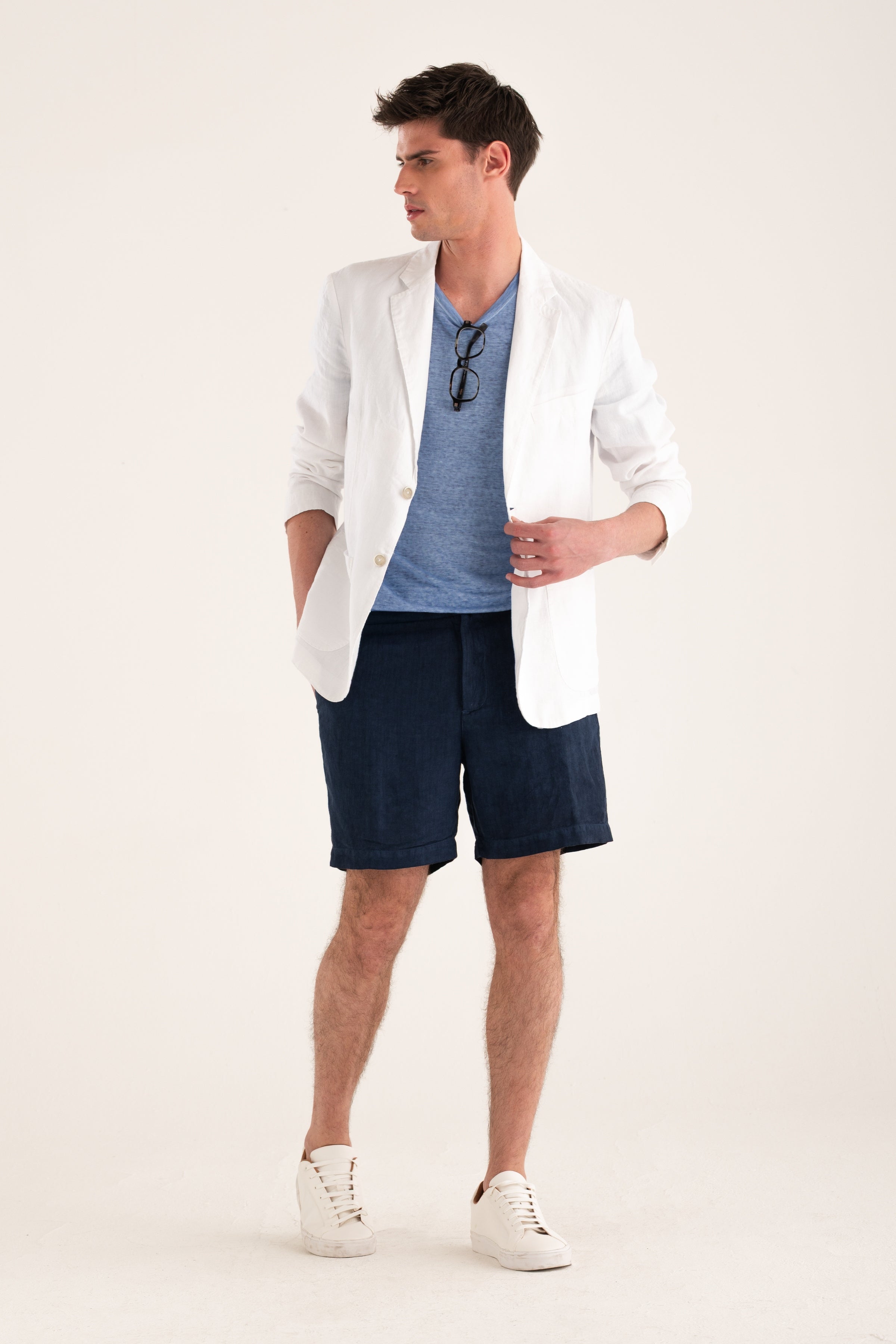 Linen Tailored Short NAVY FADE / S/46 Linen Tailored Short NAVY FADE / S/46