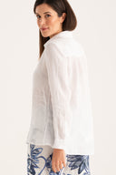 Relaxed V- Neck Linen Shirt - 3