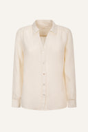 Relaxed V- Neck Linen Shirt - 10