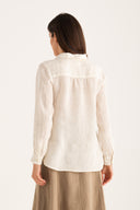 Relaxed V- Neck Linen Shirt - 12