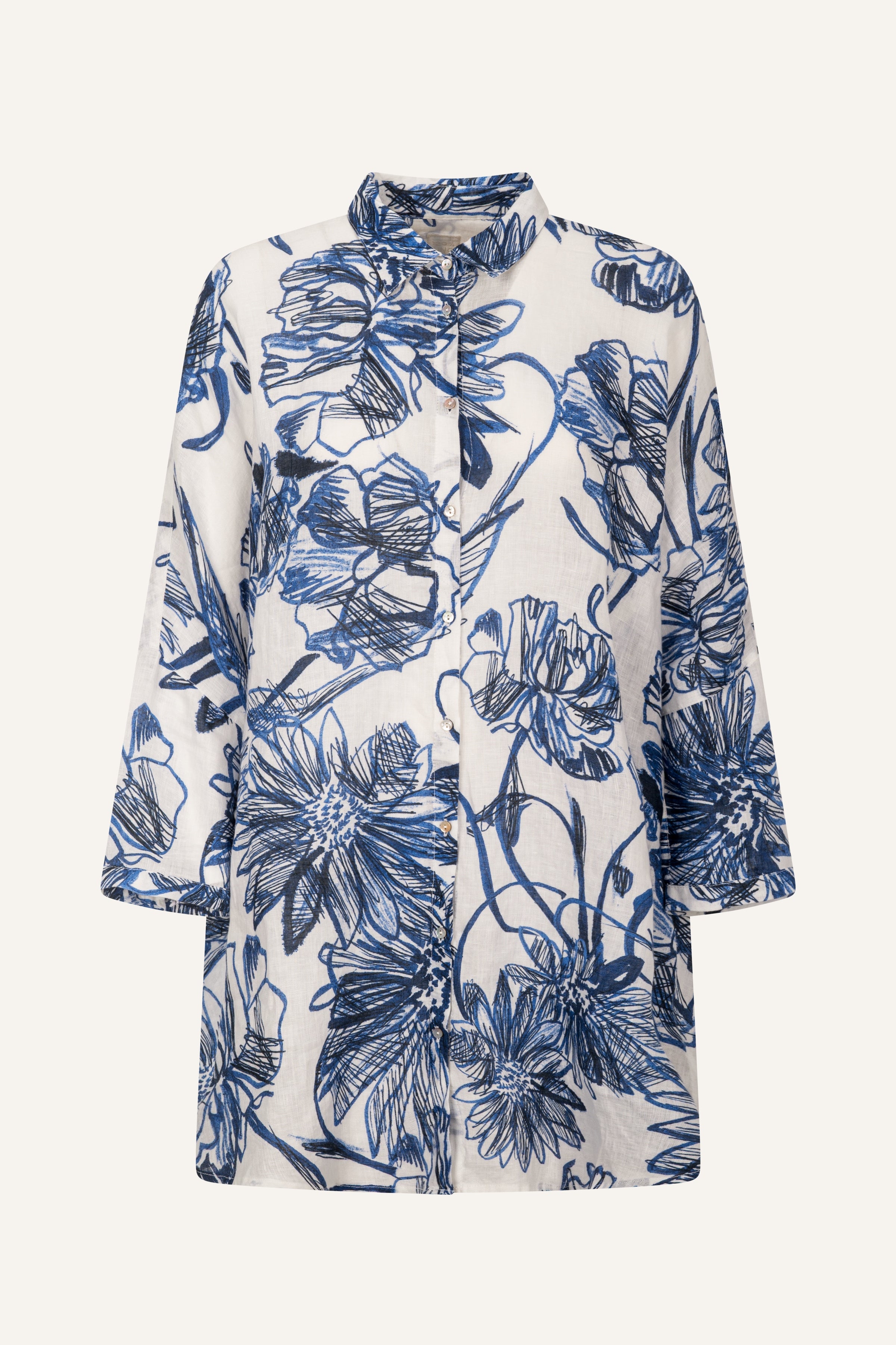 printed shirt dress Shirt Dress Washed Blue Print Washed Blue Print / XL/48
