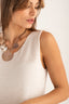 Sleeveless Knit Top with Ribbed Hem