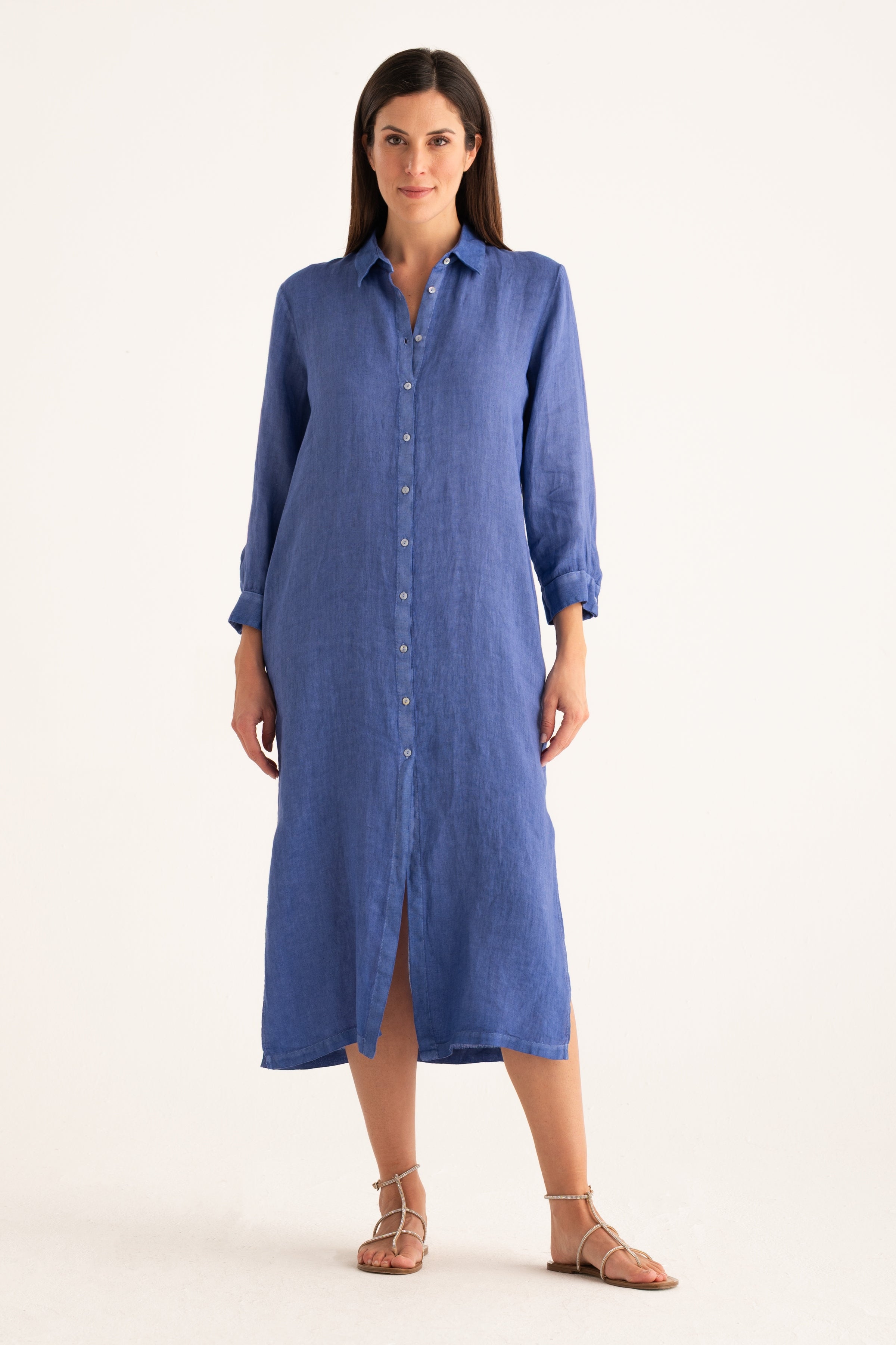 button up linen dress Shirt SAFARI SOFT FADE / L/46 This dress also looks wonderful worn with pants Cotton Linen Dress for Women