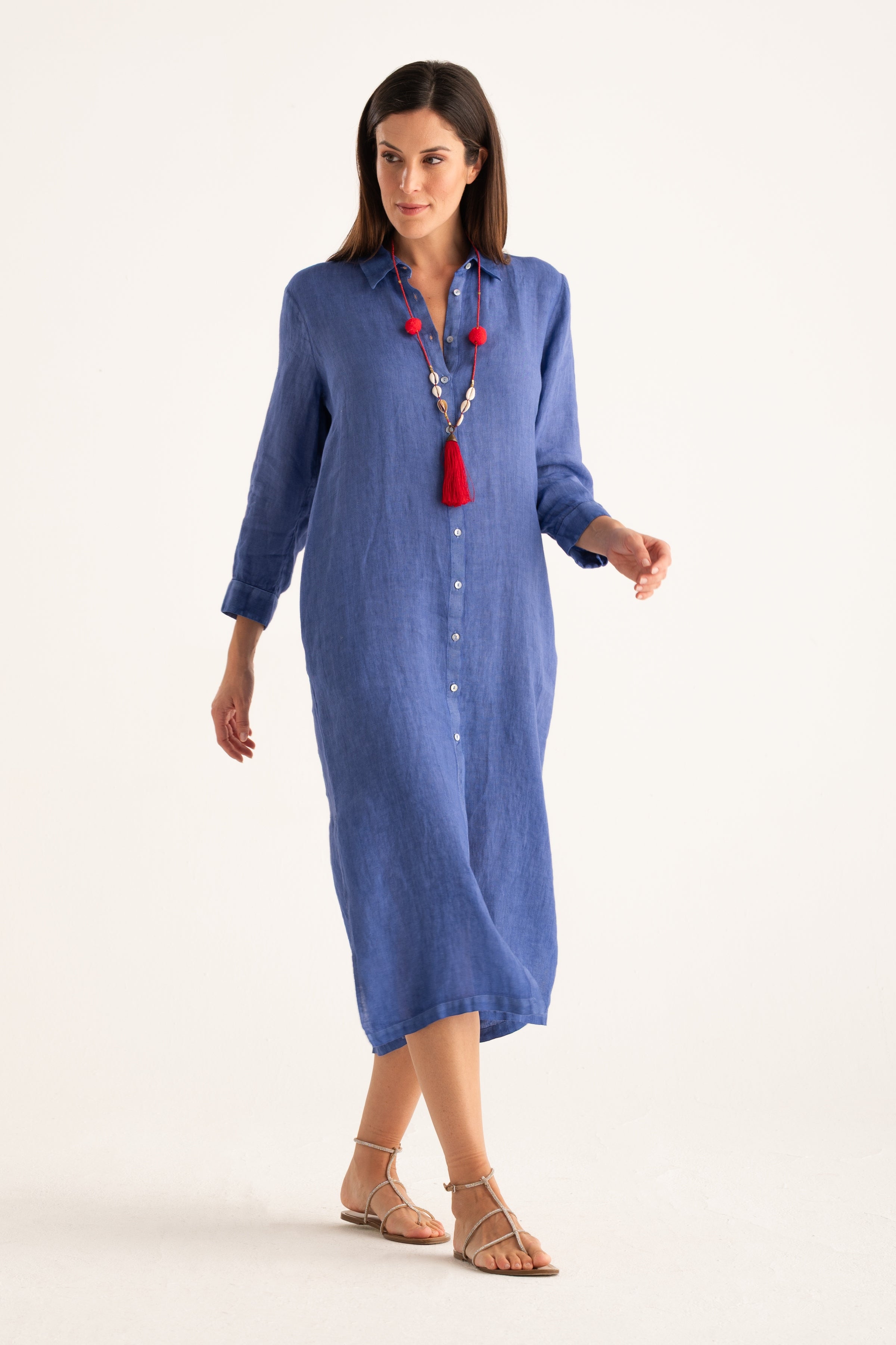 Linen Shirt Dress Safari Soft Fade / L/46 Linen Shirt Dress Safari Soft Fade / L/46