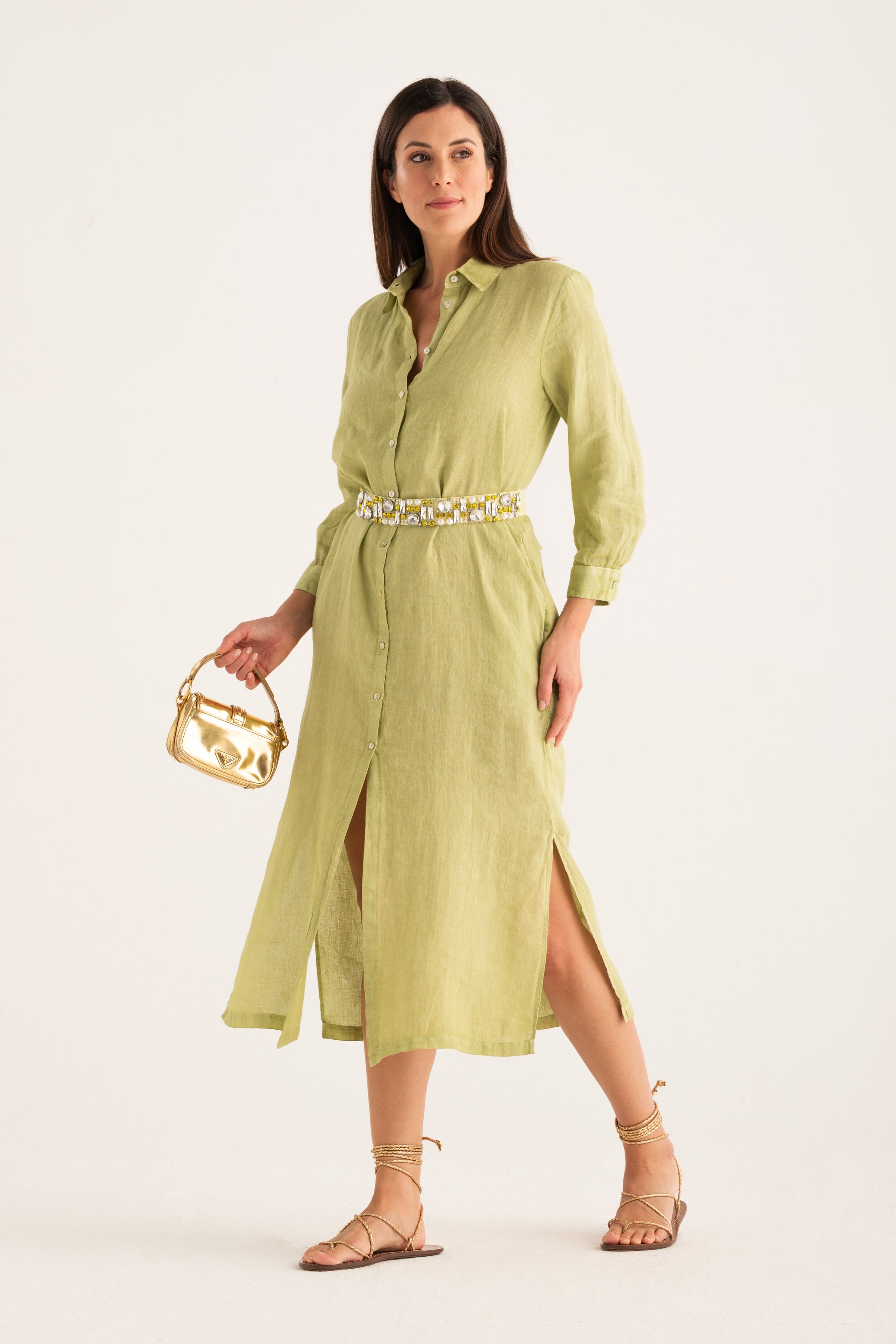 Linen Shirt Dress SAFARI SOFT FADE / L/46 Linen Shirt Dress SAFARI SOFT FADE / L/46