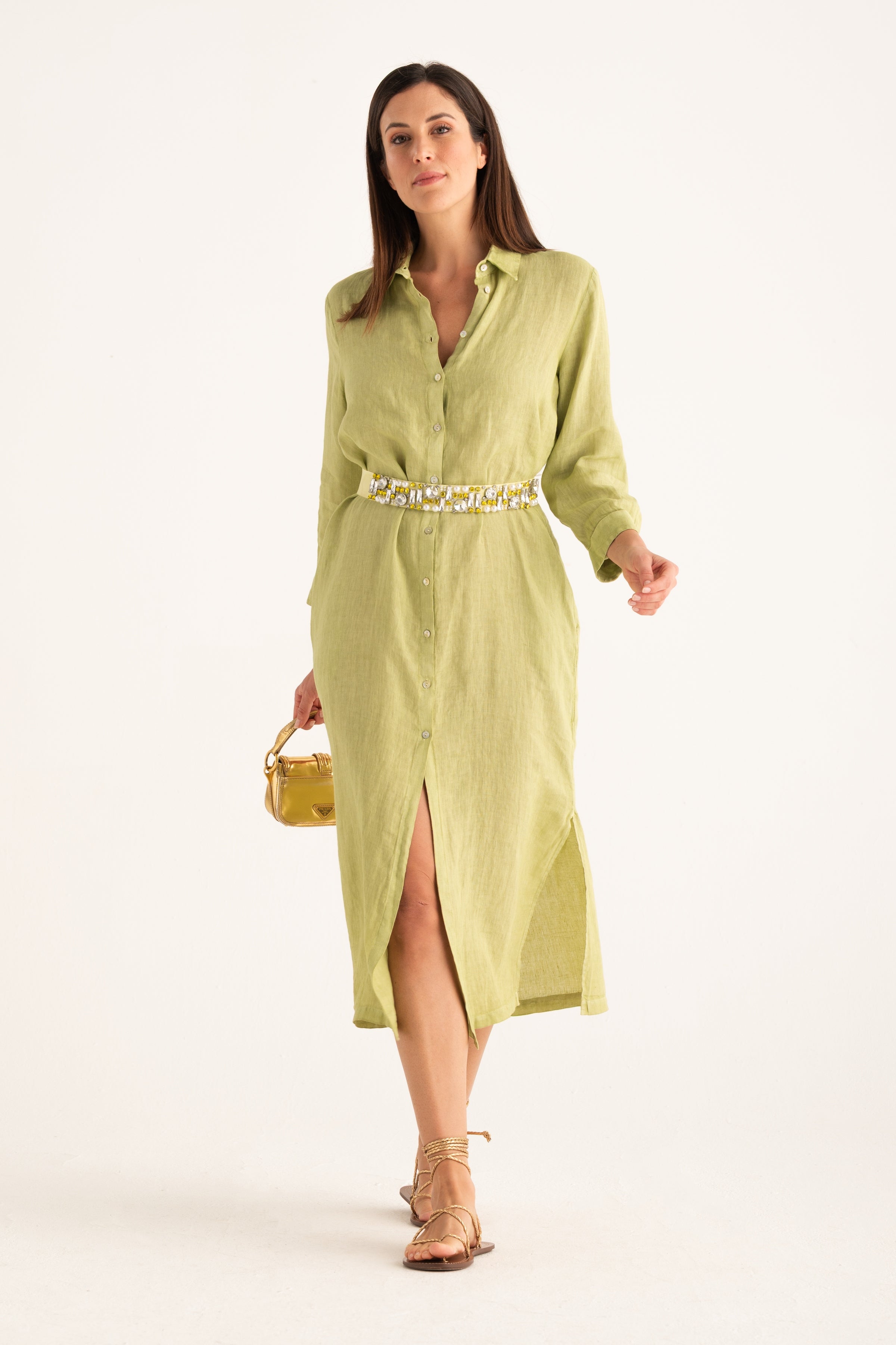 Linen Shirt Dress Safari Soft Fade / L/46 Linen Shirt Dress Safari Soft Fade / L/46