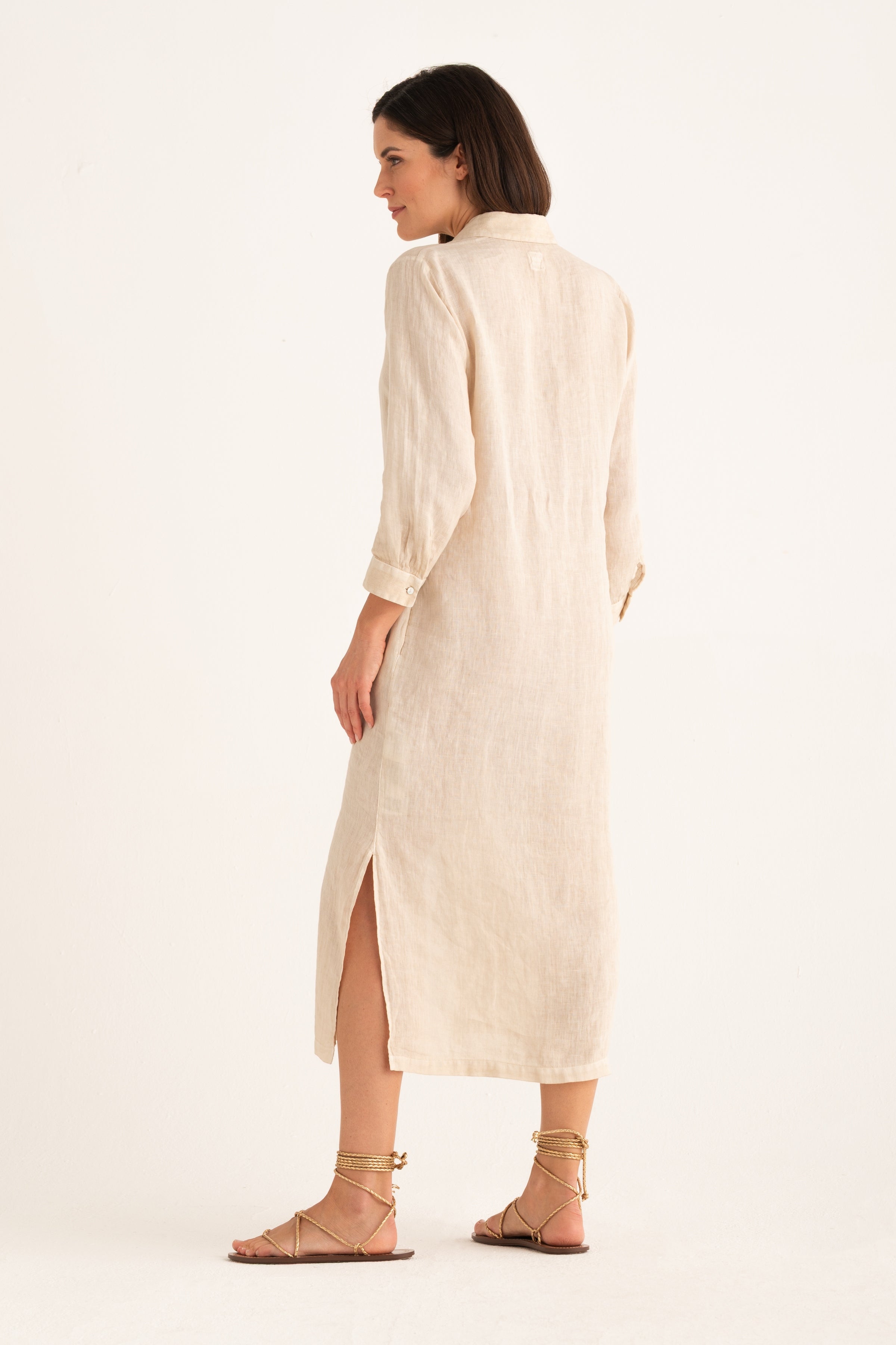 Linen Shirt Dress Safari Soft Fade / L/46 Linen Shirt Dress Safari Soft Fade / L/46