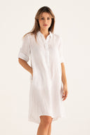 Dress with Roll-Up Sleeves White