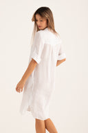 Dress with Roll-Up Sleeves White