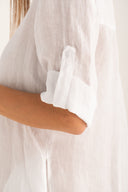 Dress with Roll-Up Sleeves White